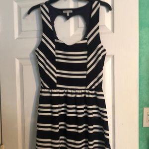 Navy blue and white striped dress